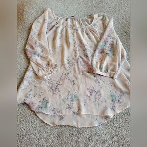 B2G1 3/$20 LC Lauren Conrad Watercolor Floral Blouse Size XL